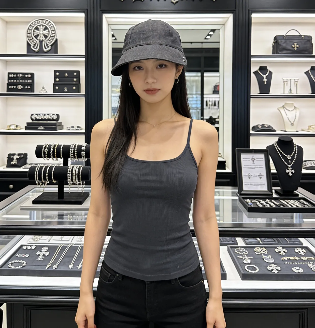 Crow Heart Spring and Summer Denim Peaked Hat